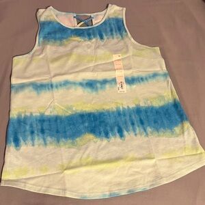 NWT SO Aqua Stripe Tie-Dye Kids Tank Top